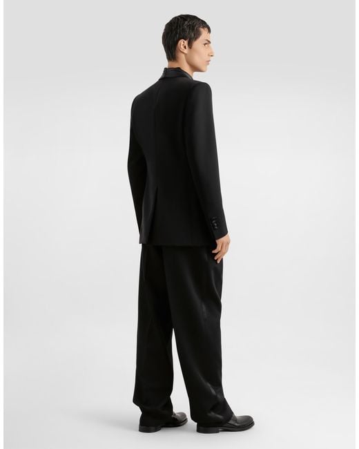 Dolce & Gabbana Black Wool Gabardine Trousers for men