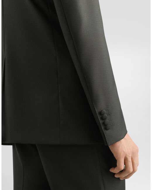 Dolce & Gabbana Gray Double-Breasted Virgin Wool Jacket for men