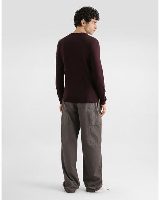Dolce & Gabbana Purple Cotton Long-Sleeve T-Shirt for men