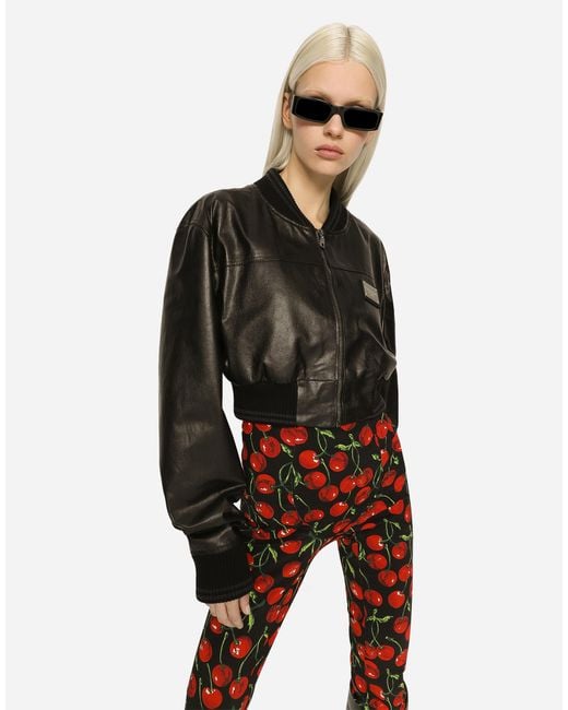Dolce & Gabbana Black Leather Cropped Jacket