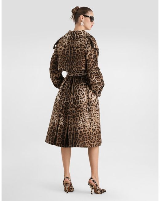 Dolce & Gabbana Natural Double-Breasted Leo- Cotton Drill Coat