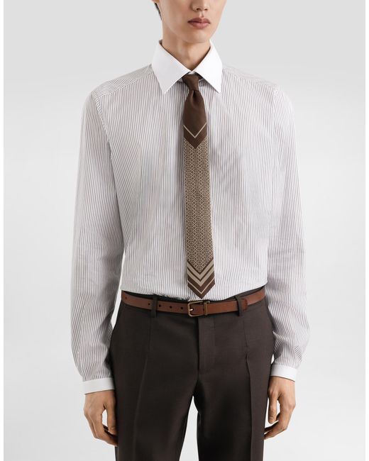 メンズ Dolce & Gabbana Micro-Design And Logo Twill Print White