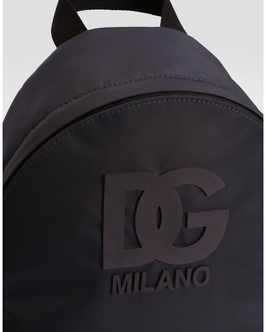 Dolce & Gabbana Blue Nylon Backpack With Logo for men
