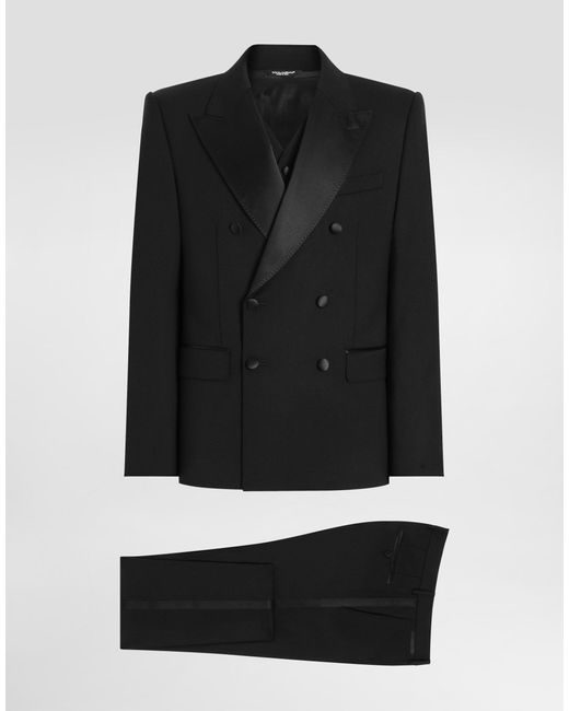 Dolce & Gabbana Black Three-Piece Sicilia-Fit Suit for men