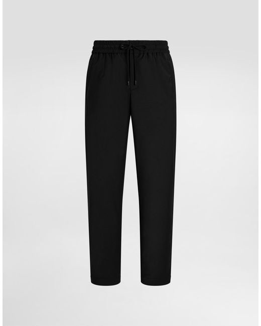 Dolce & Gabbana Structured Wool Canvas Trousers in Black für Herren