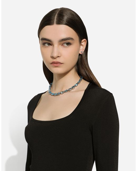 Dolce & Gabbana アンナ ネックレス 18Kホワイトゴールド ライトブルートパーズ Blue