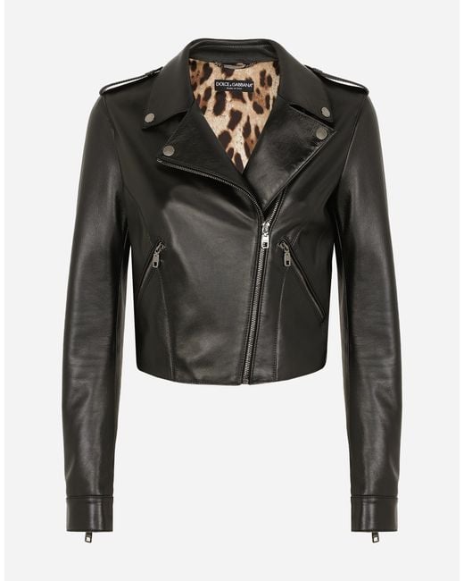 Dolce & Gabbana Black Leather Biker Jacket