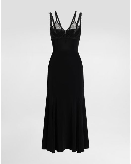 Dolce & Gabbana Black Organza Godet Dress