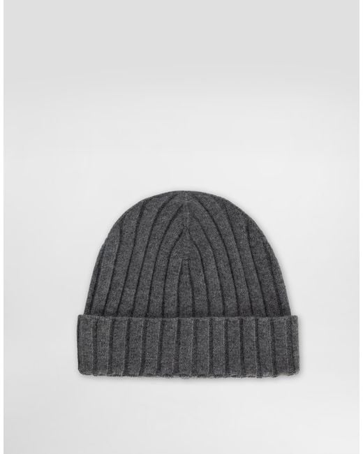 Dolce & Gabbana Gray Cashmere Flat Rib Hat