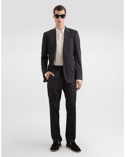 Dolce & Gabbana Blue Single-Breasted Taormina Wool Canvas Jacket for men
