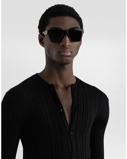 メンズ Dolce & Gabbana シルク ロングスリーブ シャツ Black