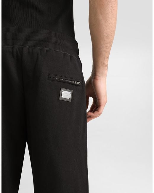 Dolce & Gabbana Black Jersey Jogging Shorts With Logo Tag for men