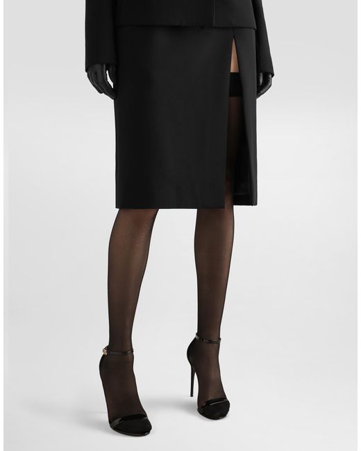 Dolce & Gabbana Black Double Wool Skirt