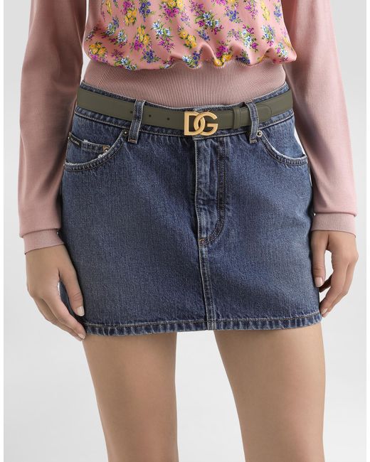 Dolce & Gabbana Green Calfskin Belt With Dg Logo