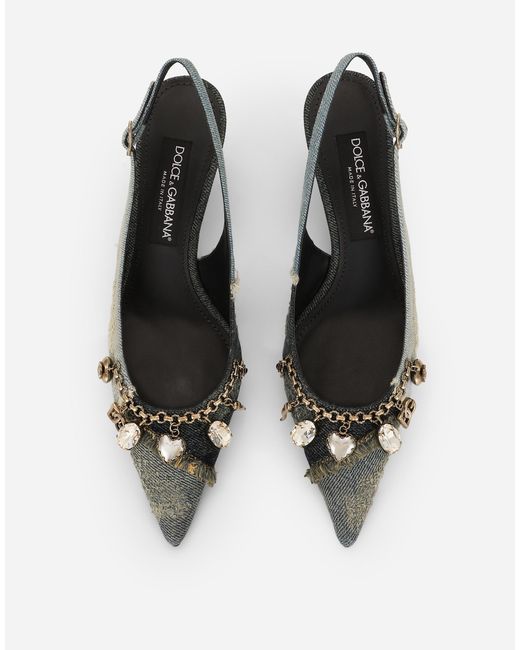 Slingbacks En Patchwork De Denim Dolce & Gabbana en coloris White