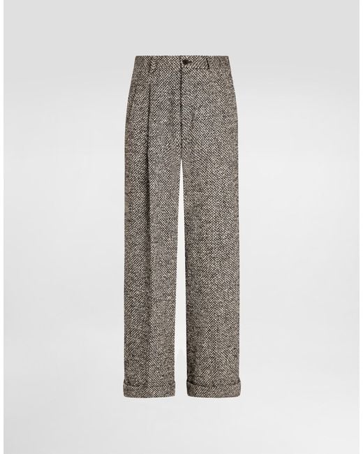 Dolce & Gabbana Fischgräten-Hose Mit Falten in Gray für Herren