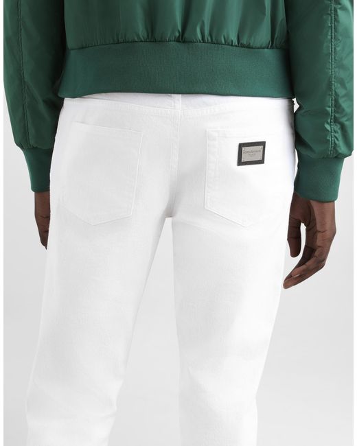 Dolce & Gabbana White Regular Stretch Jeans for men