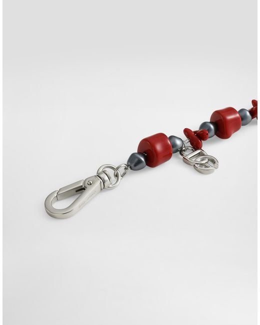 Dolce & Gabbana White Metal Bracelet With Coral Details And Logo for men