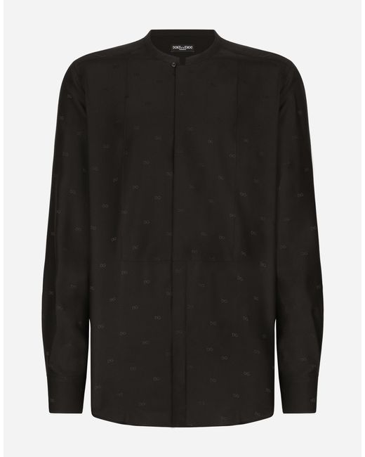 メンズ Dolce & Gabbana シャツ マルティーニフィット シルク プラストロン Black