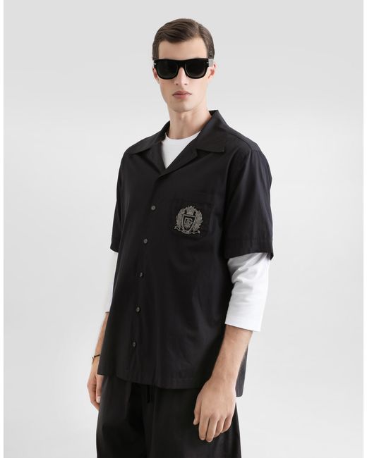 Dolce & Gabbana Black Hawaii Cotton Shirt for men