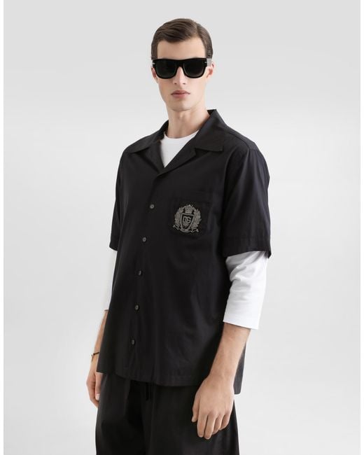 Dolce & Gabbana Hawaii Cotton Shirt in Black für Herren