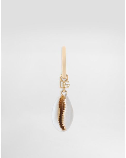 Dolce & Gabbana White Creole Single Earring With Shell for men