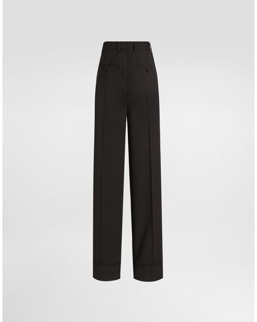 Dolce & Gabbana Black Flared Woolen Pants