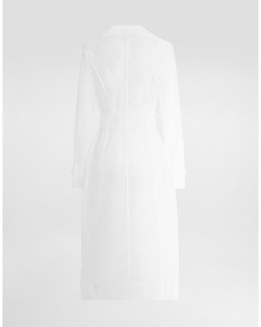 Dolce & Gabbana White Trenchcoat Aus Technischem Organza
