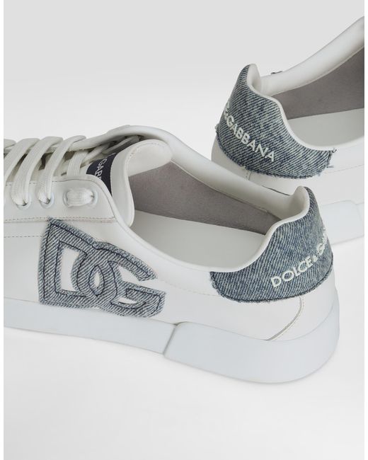Dolce & Gabbana White Calfskin Portofino Light Sneakers