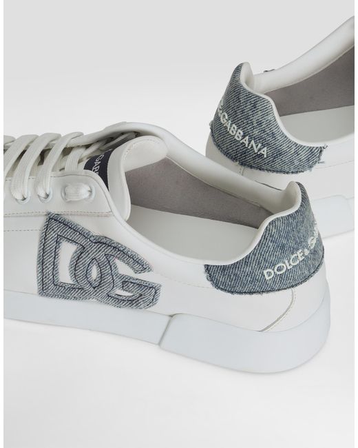 Dolce & Gabbana White Calfskin Portofino Light Sneakers