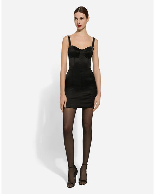 Dolce & Gabbana Black Satin Corset Minidress