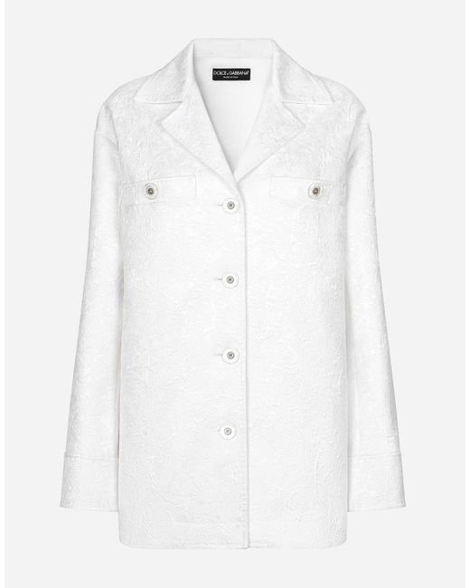 Dolce & Gabbana ブロケード シングルブレスト ショートコート White