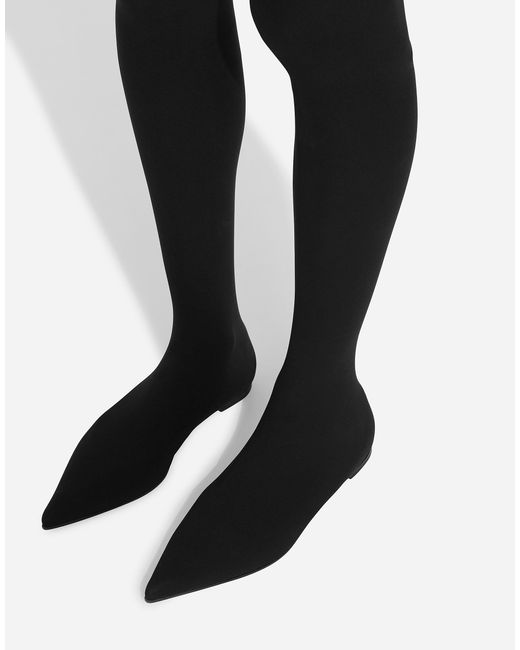 Dolce & Gabbana White Stretch Over-The-Knee Boots