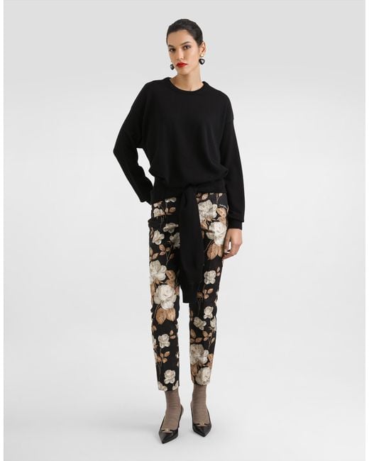 Dolce & Gabbana Multicolor Vintage Rose- Brocade Trousers