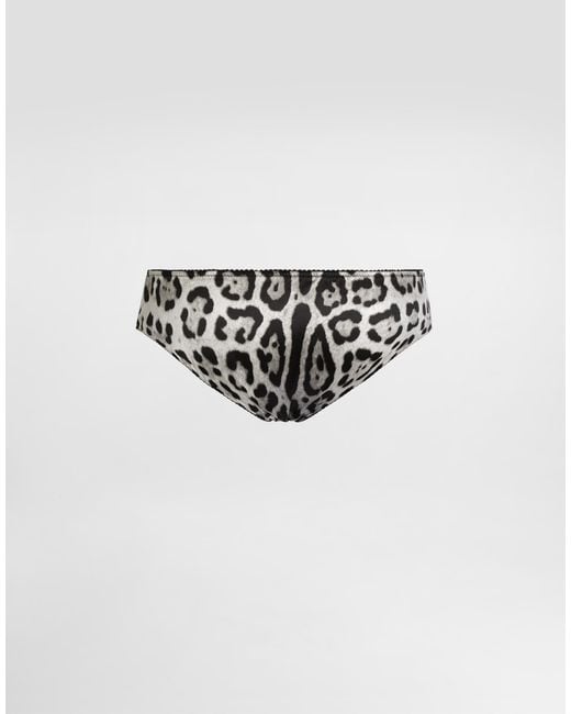 Dolce & Gabbana White Slip Aus Satin Leoprint