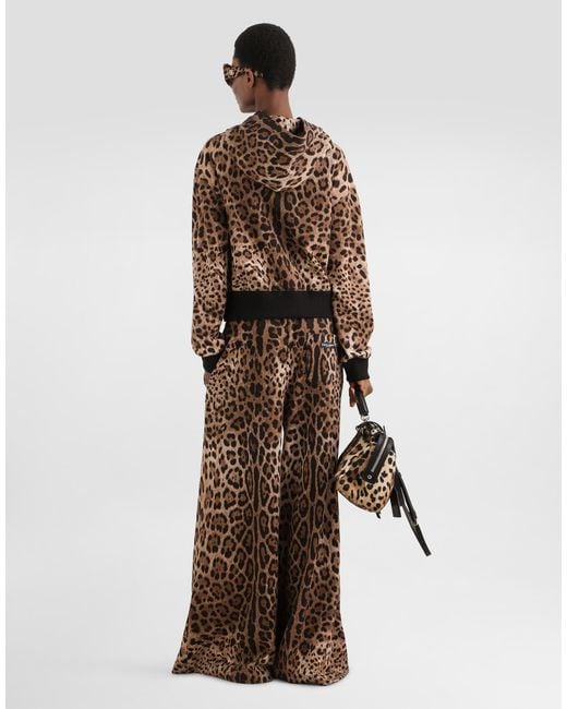 Dolce & Gabbana Brown Leo- Fleece Trousers�