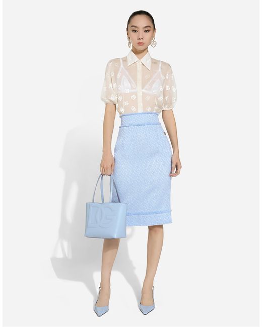 Dolce & Gabbana Dgロゴ ラッセルツイード ロンゲット ペンシルスカート Blue