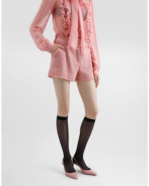Dolce & Gabbana Pink Shorts Aus Raschel-Tweed