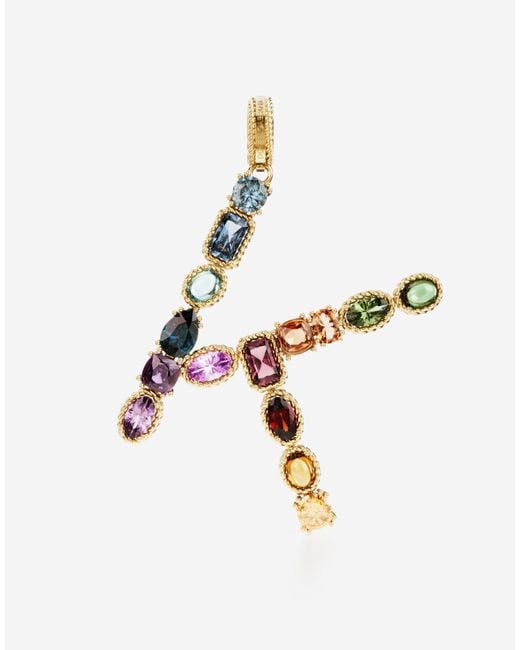 Dolce & Gabbana White Charm K Lettering 18Kt And Multicolored Gems