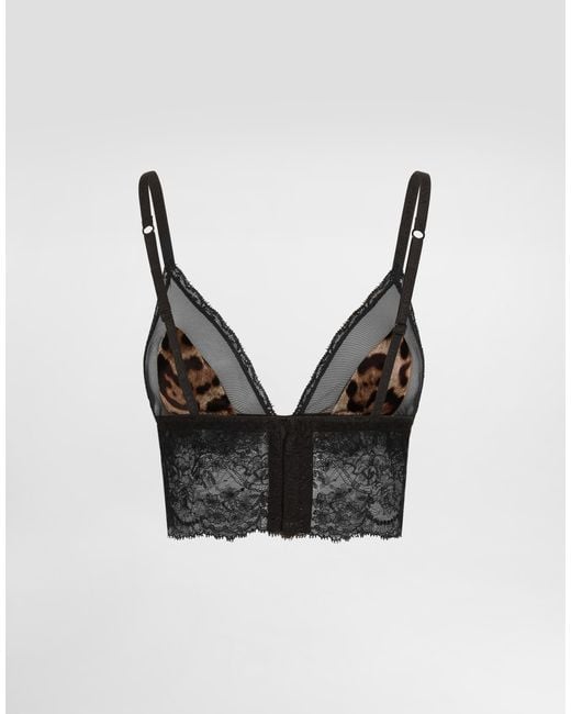 Dolce & Gabbana Black Leo- Satin Bra