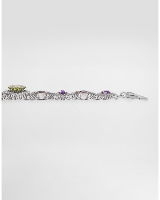 Dolce & Gabbana White Eleganza Bracelet 18-Carat, Amethysts, Peridots, And Sapphires