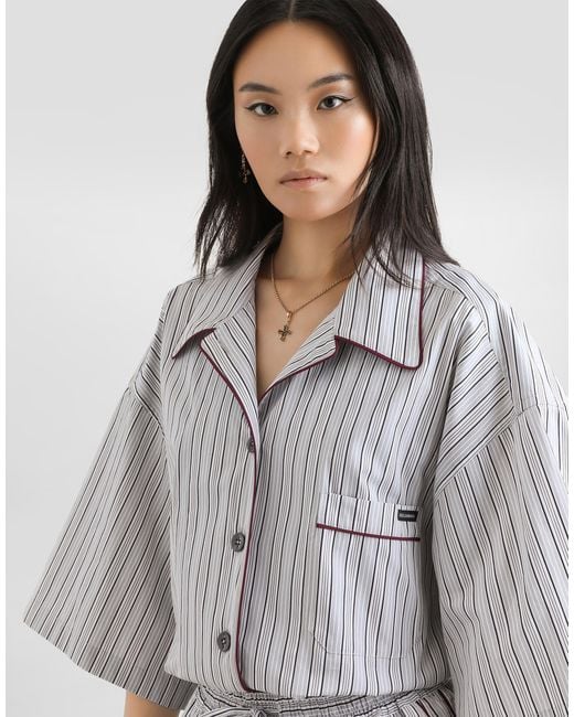 Dolce & Gabbana White Striped Poplin Shirt