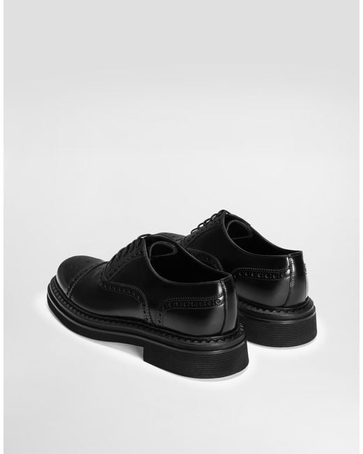 Dolce & Gabbana Black Brushed Calfskin Oxfords for men