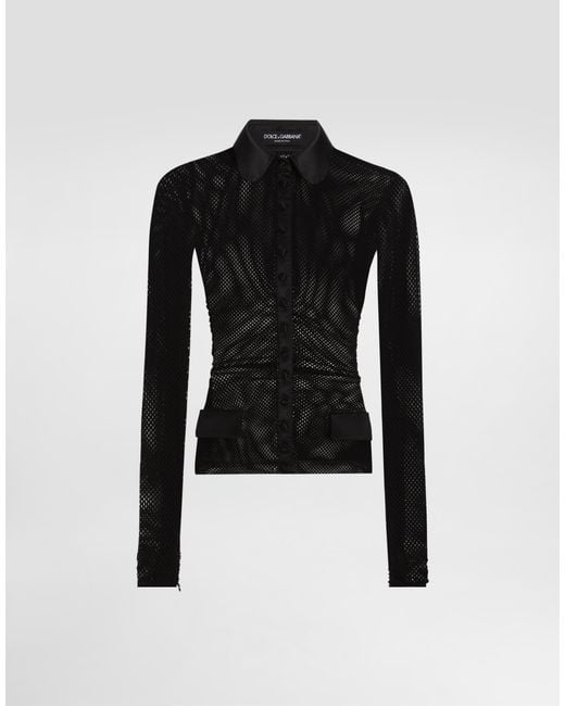 Dolce & Gabbana Black Mesh Shirt Jacket