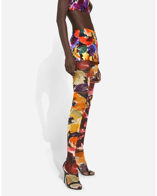 Dolce & Gabbana Multicolor Minirock aus Brokat mit abstraktem Blumenprint