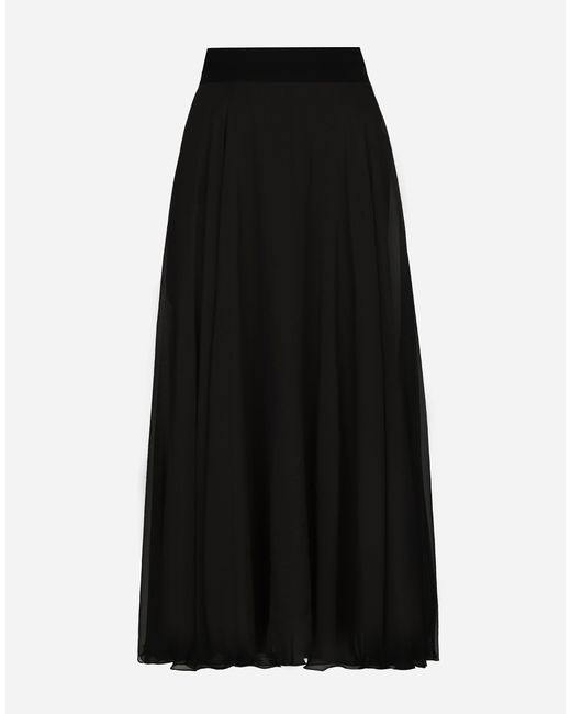 Dolce & Gabbana Black Longuette-Tellerrock Aus Chiffon