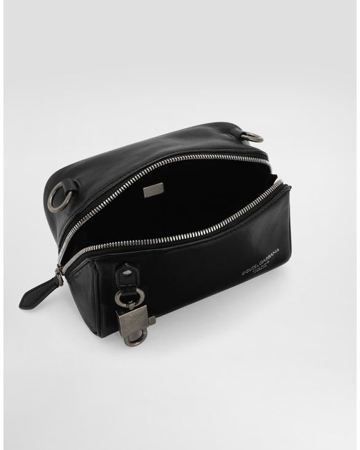 Dolce & Gabbana Black Lock Tempesta Calfskin Crossbody Bag for men