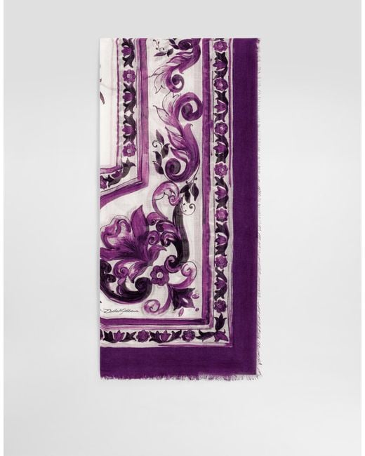 Dolce & Gabbana Majolica- Cashmere And Silk Stole Purple