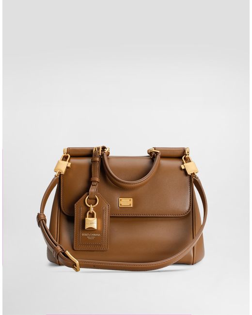 Dolce & Gabbana My Sicily Plongé Calfskin Bag Brown