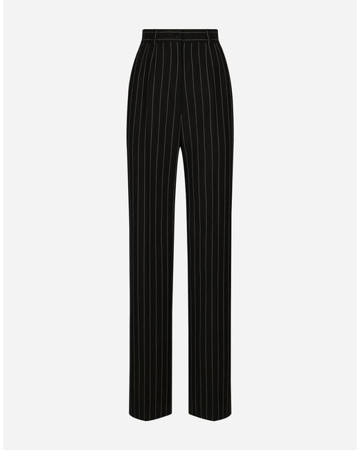 Dolce & Gabbana Black Striped Tailored Trousers